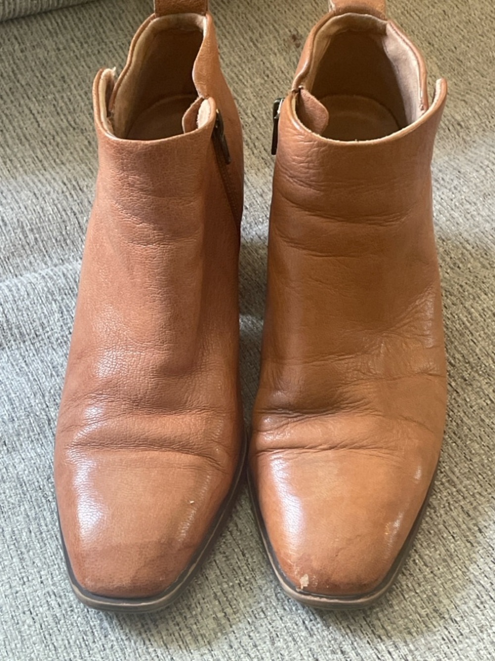 Vionic Tan Leather Ankle Heeled Boots